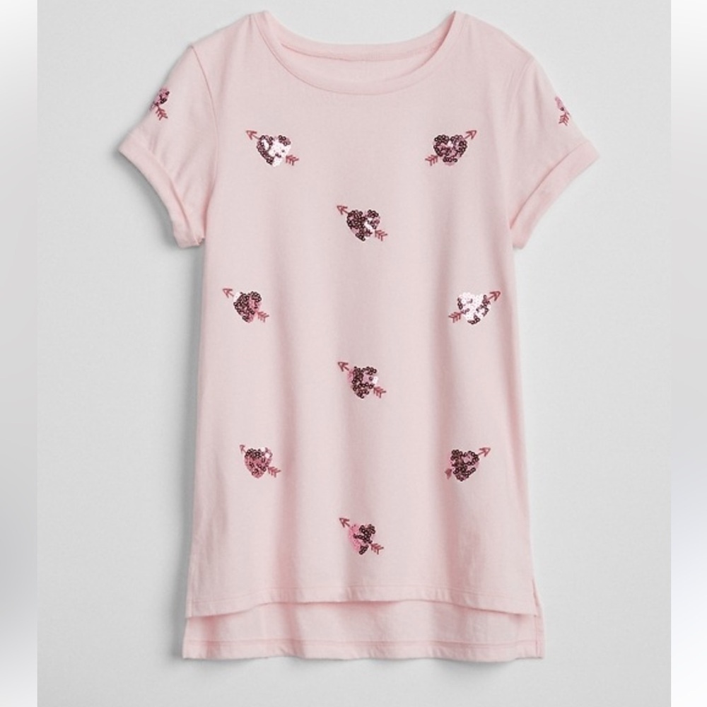 Gap kids girls sequined heart embellished pink T-shirt sizes M (8) & L (10) NWT